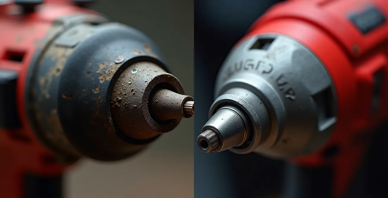 Deux perceuses côte à côte montrant la différence de qualité entre outil professionnel et grand public