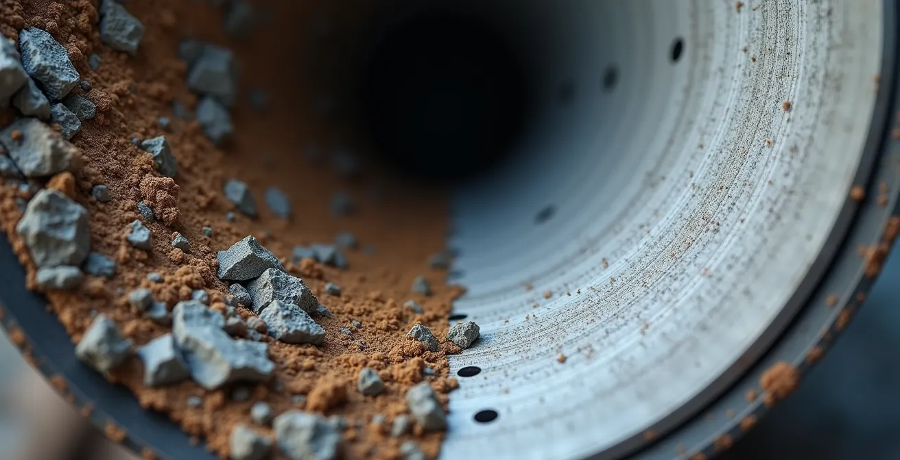 Comparaison visuelle d'une canalisation avant et après curage haute pression